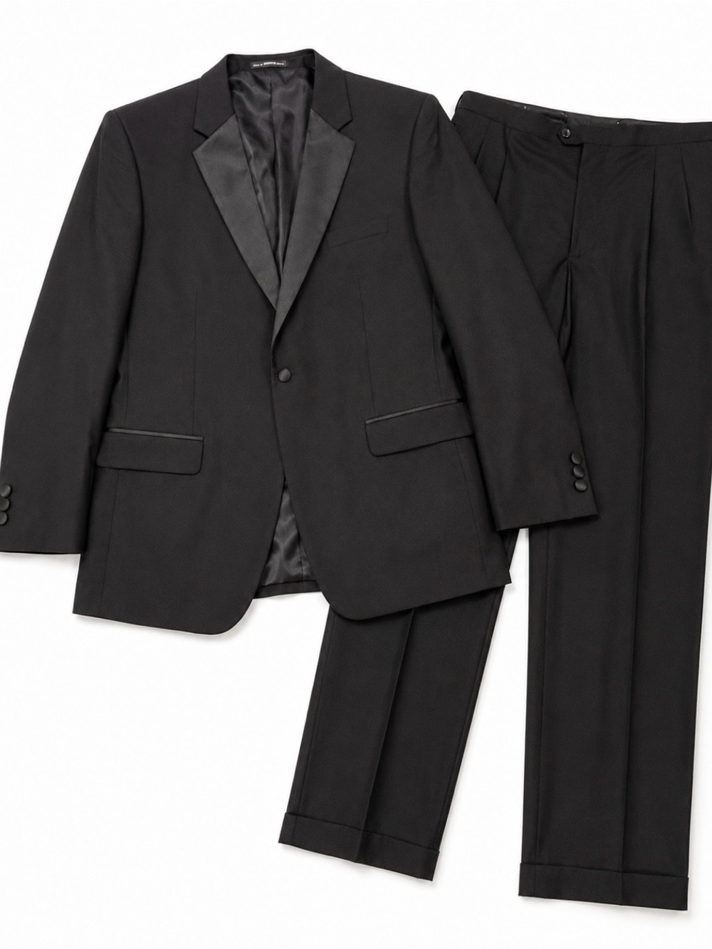 After Hours Tuxedo 2-PC Suit Jacket and Pants 48L Men’s Formal Wool Black